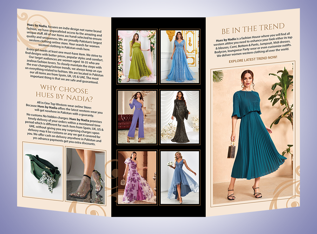 Hues by Nadia trifold flyer